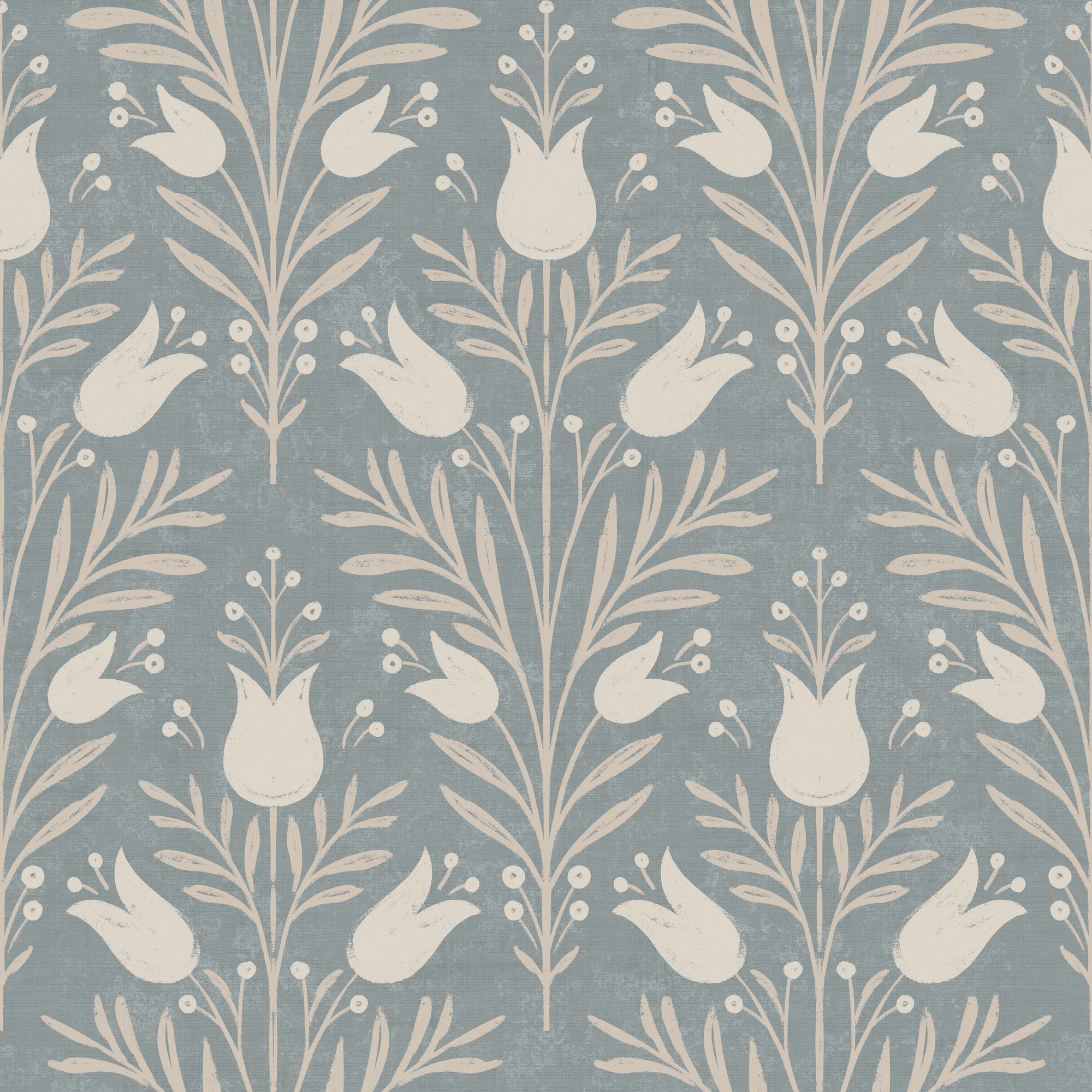 Heritage Tulip Wallpaper 100025eh By Esselle Home In Chalky Blue